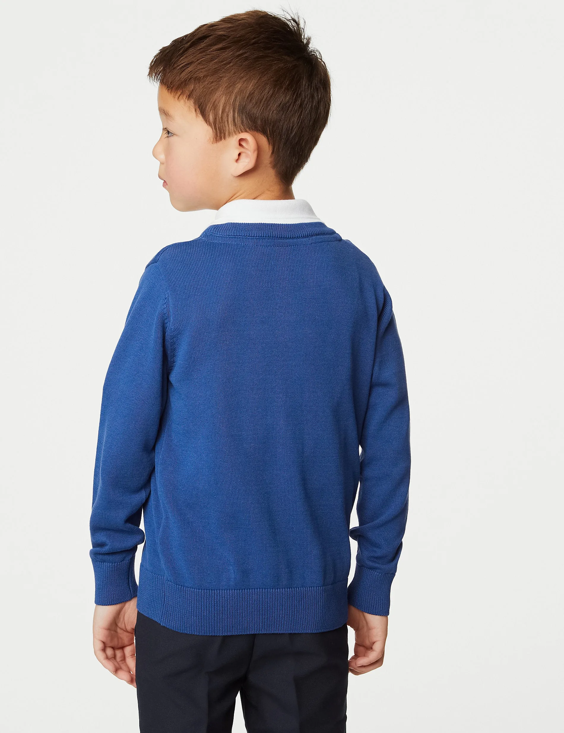 2 Pairs of Marks & Spencer Pure Cotton Unisex School Jumpers (3-18yrs) Blue