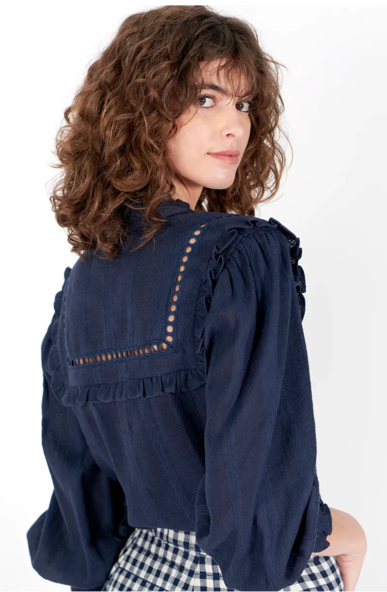 Anna Shirt Indigo Lace