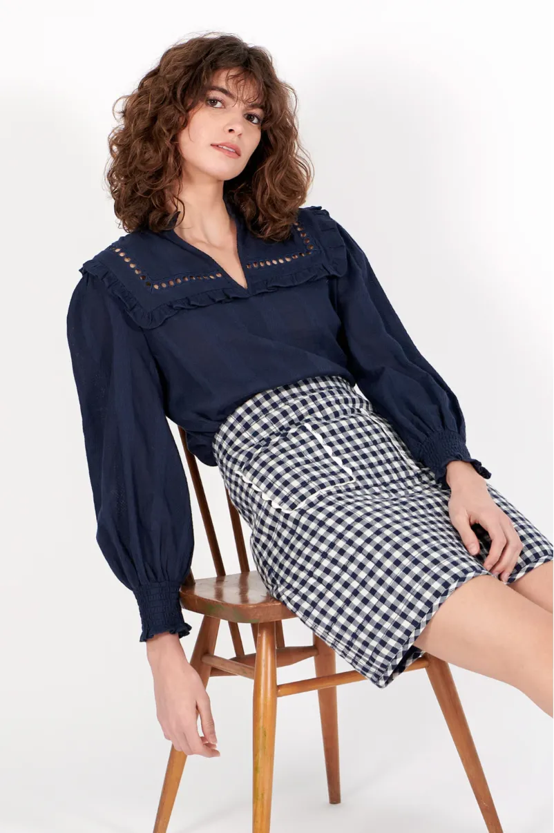 Anna Shirt Indigo Lace