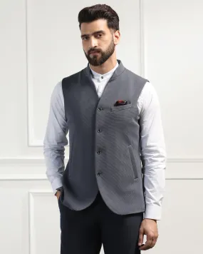 Bandhgala Formal Grey Textured Waistcoat - Sail