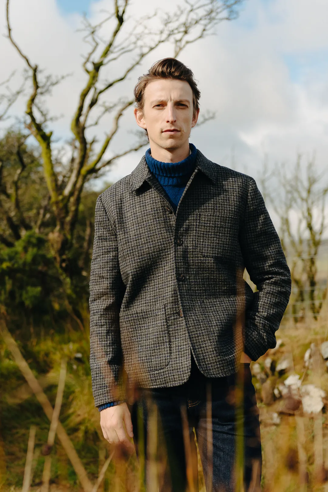 Blue Check Tweed Chore Jacket