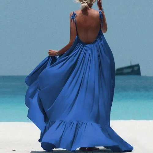 Bohemian Long Open Back Sling Beach Maxi Dress