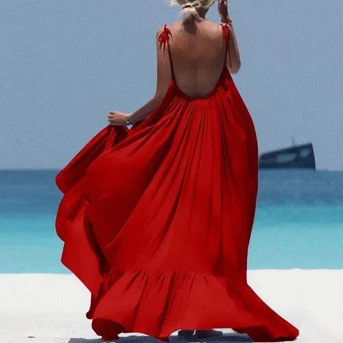 Bohemian Long Open Back Sling Beach Maxi Dress