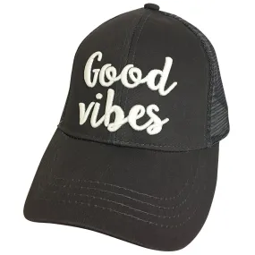 BT-10 Good Vibes Dark Grey 3D Magic Thread Pony Caps