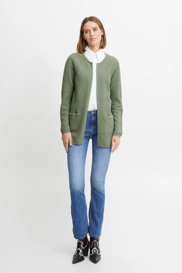 Bymikala Cotton Structure Cardigan Green