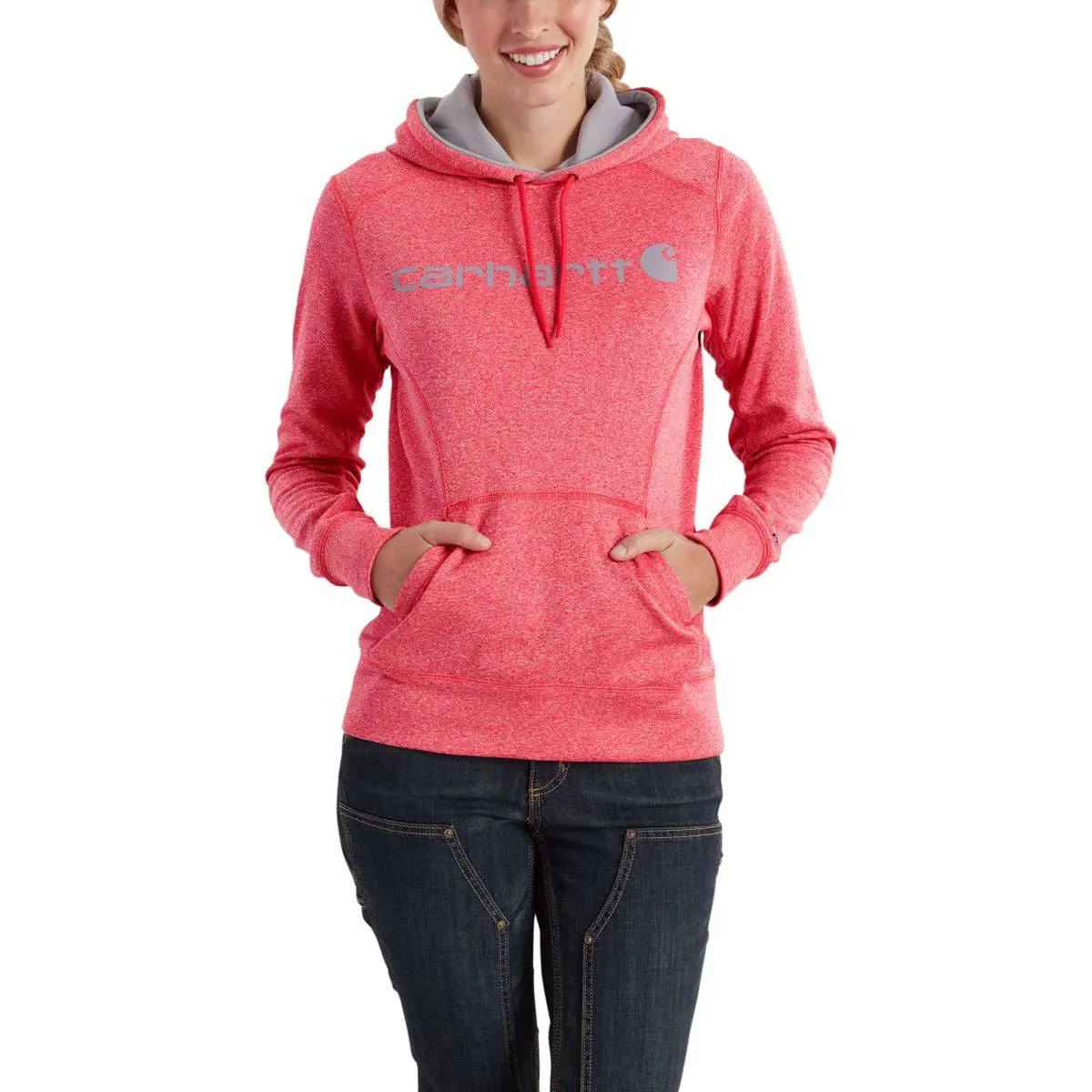 Carhartt Women's Bright Coral Heather Force Extremes Signature Graphic Hooded Sweatshirt