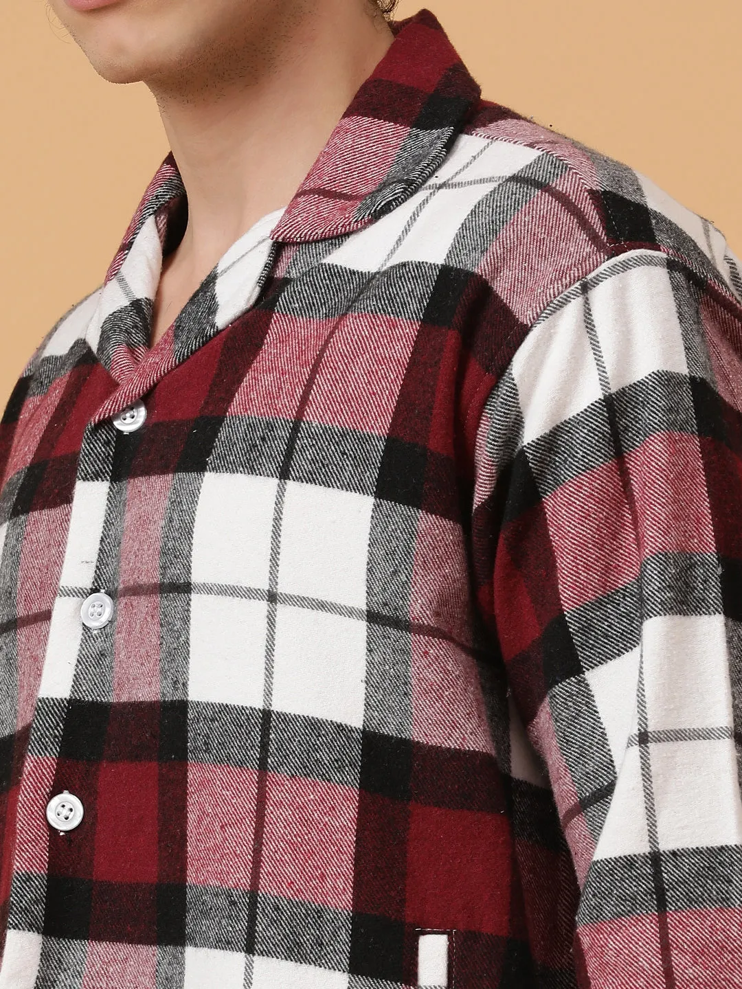 Checkered Flannel Double Kangaroo Pocket Oversized Unisex Shacket