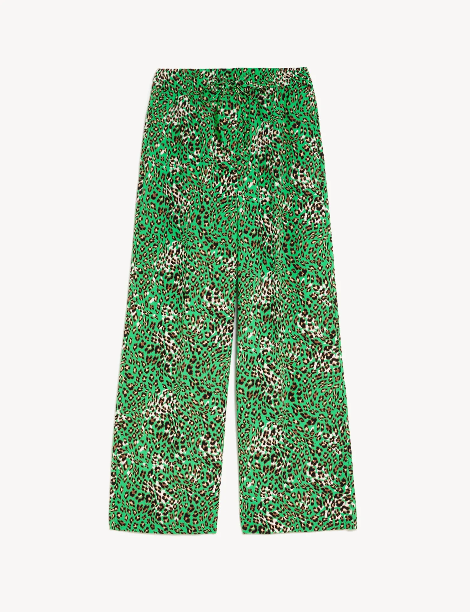 Crepe Animal Print Wide Leg Cropped Trousers