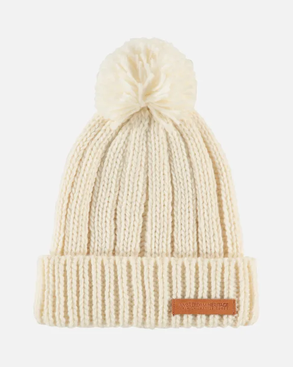 Demi | Chic Rib Knit Beanie With Faux Fur Pom