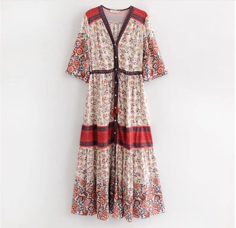 Fashion Clothing Bohemian Dress Wholesale Long Sleeve Casual Style