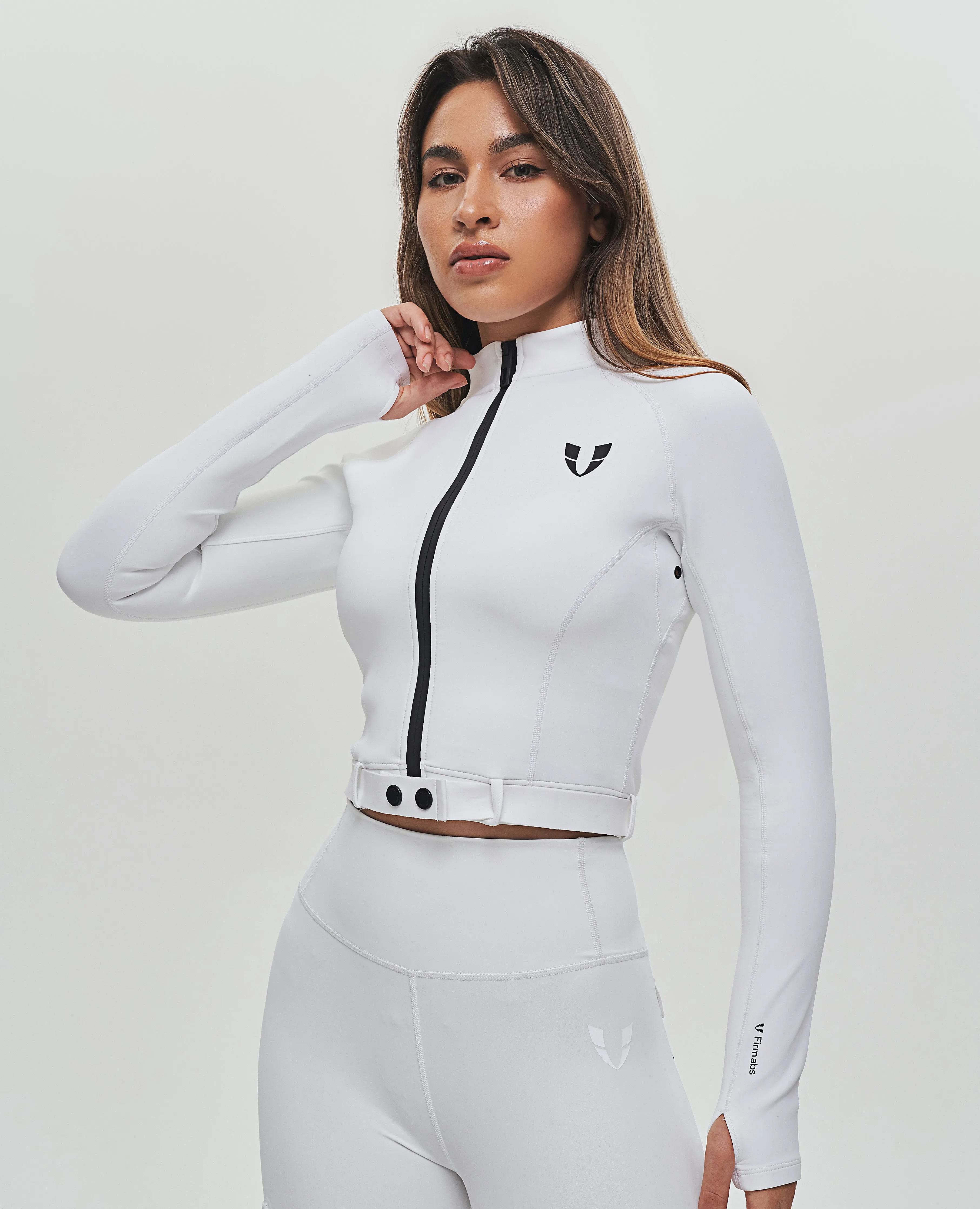 Full-zip Cropped Jacket Plus - White