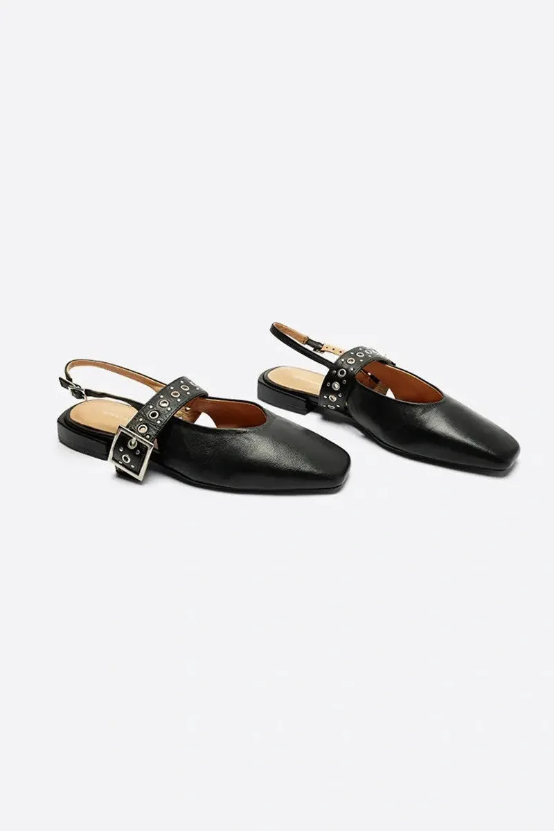 Intentionally Blank Pearl Singleback Ballet Flat in Black Sole