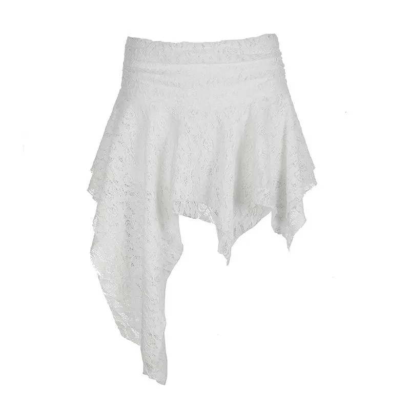 Irregular lace solid mini skirt