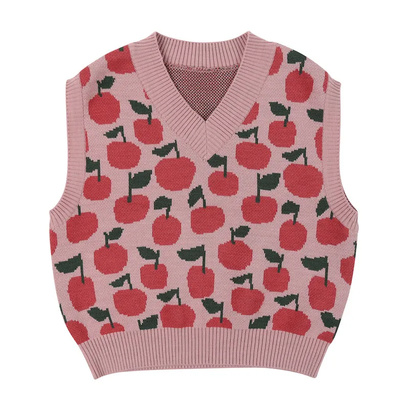 Jelly Mallow Apple Jacquard Vest