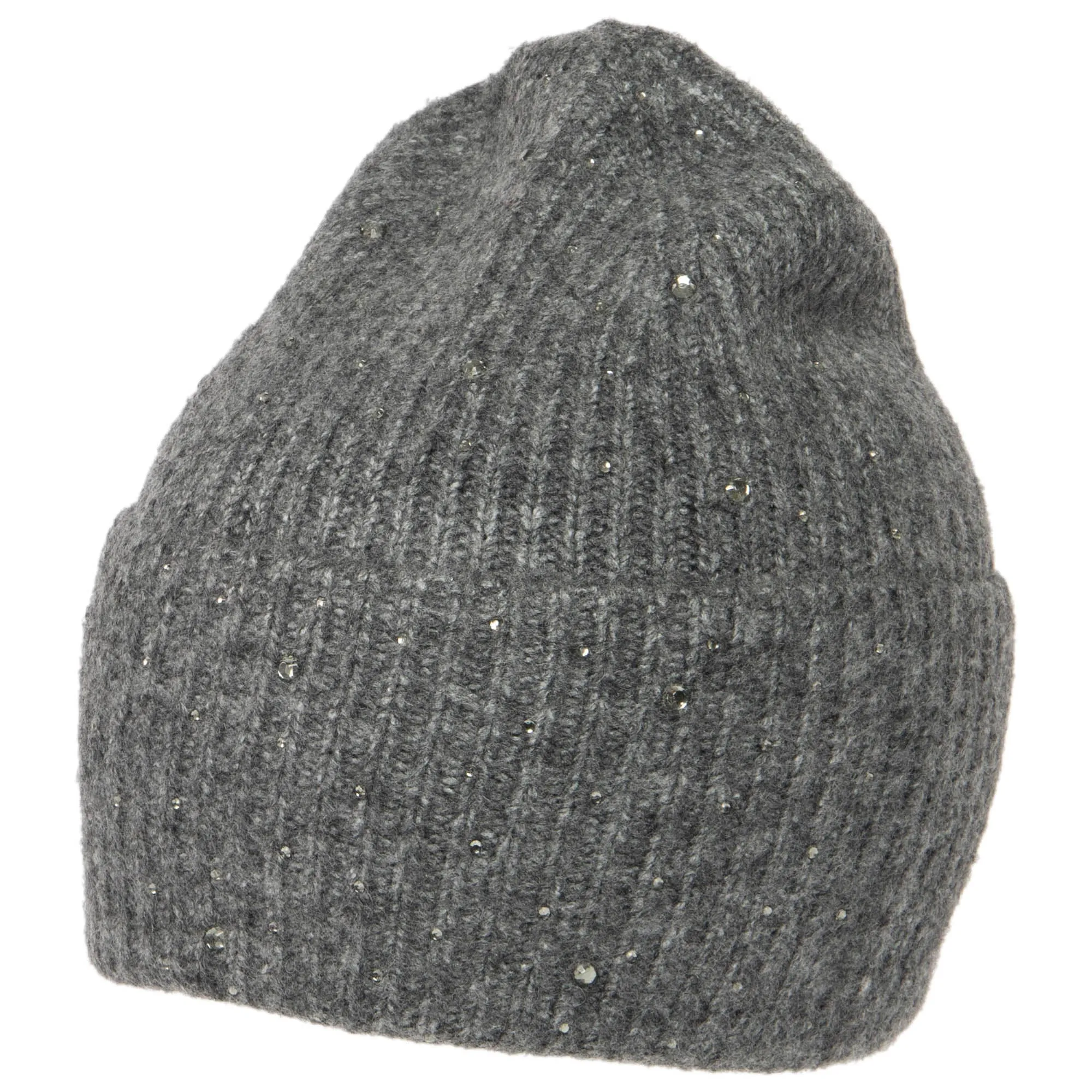 Juliet - Rib Knit Cuff Beanie with Tonal Rhinestones