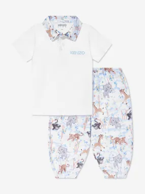 KENZO Baby Boys Polo Shirt And Trousers Set in White