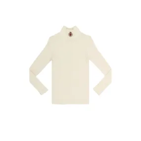 Little Parni Ivory Logo Turtleneck