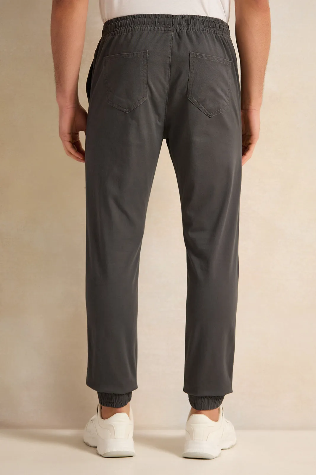 Men Grey Twill Joggers