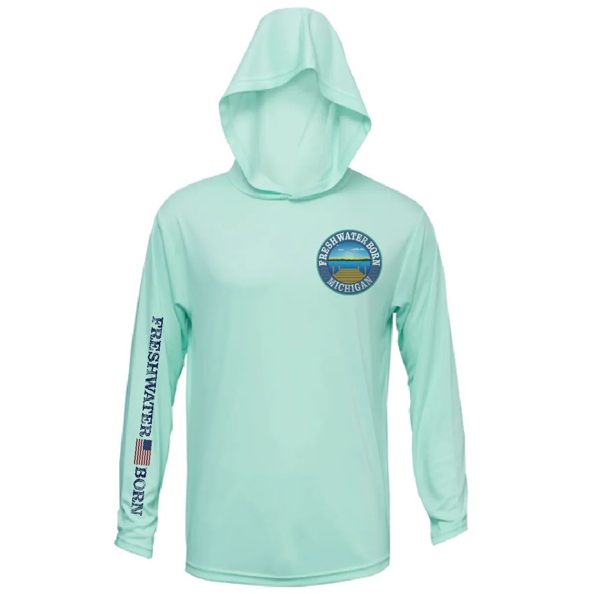 Michigan Freshwater Born Perch Men's Long Sleeve UPF 50  Dry-Fit Hoodie