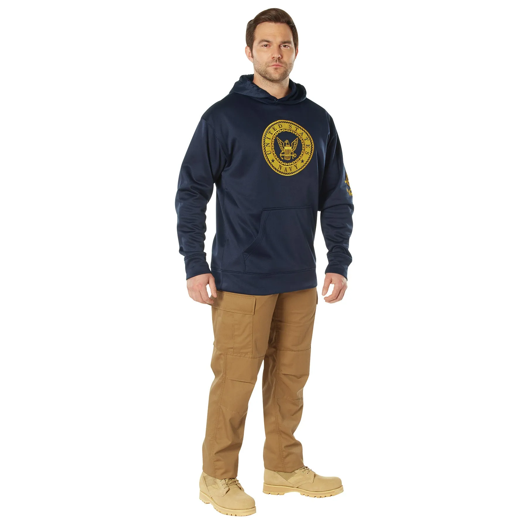 Military Navy Emblem Embroidered Hooded Sweatshirts