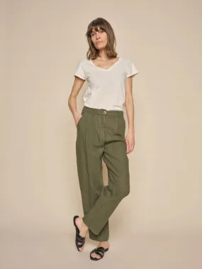 Mos Mosh Adlana Linen Trouser-Dusty Olive-163690