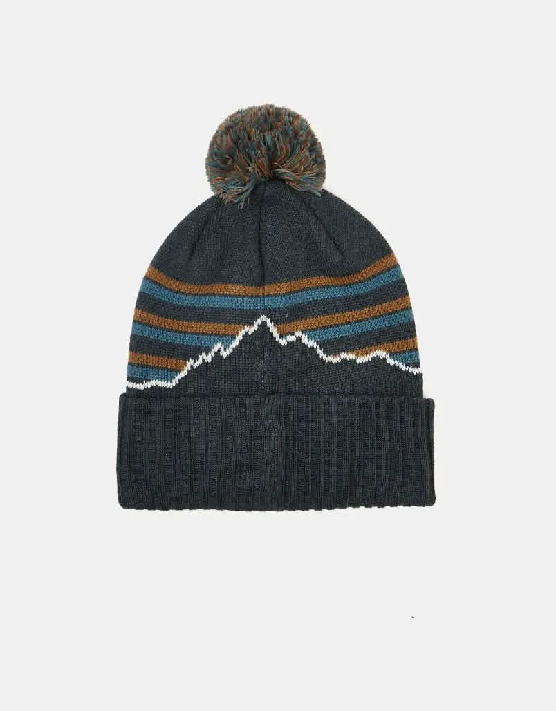 Patagonia Powder Town Beanie - Fitz Roy Stripe Knit/Smolder Blue