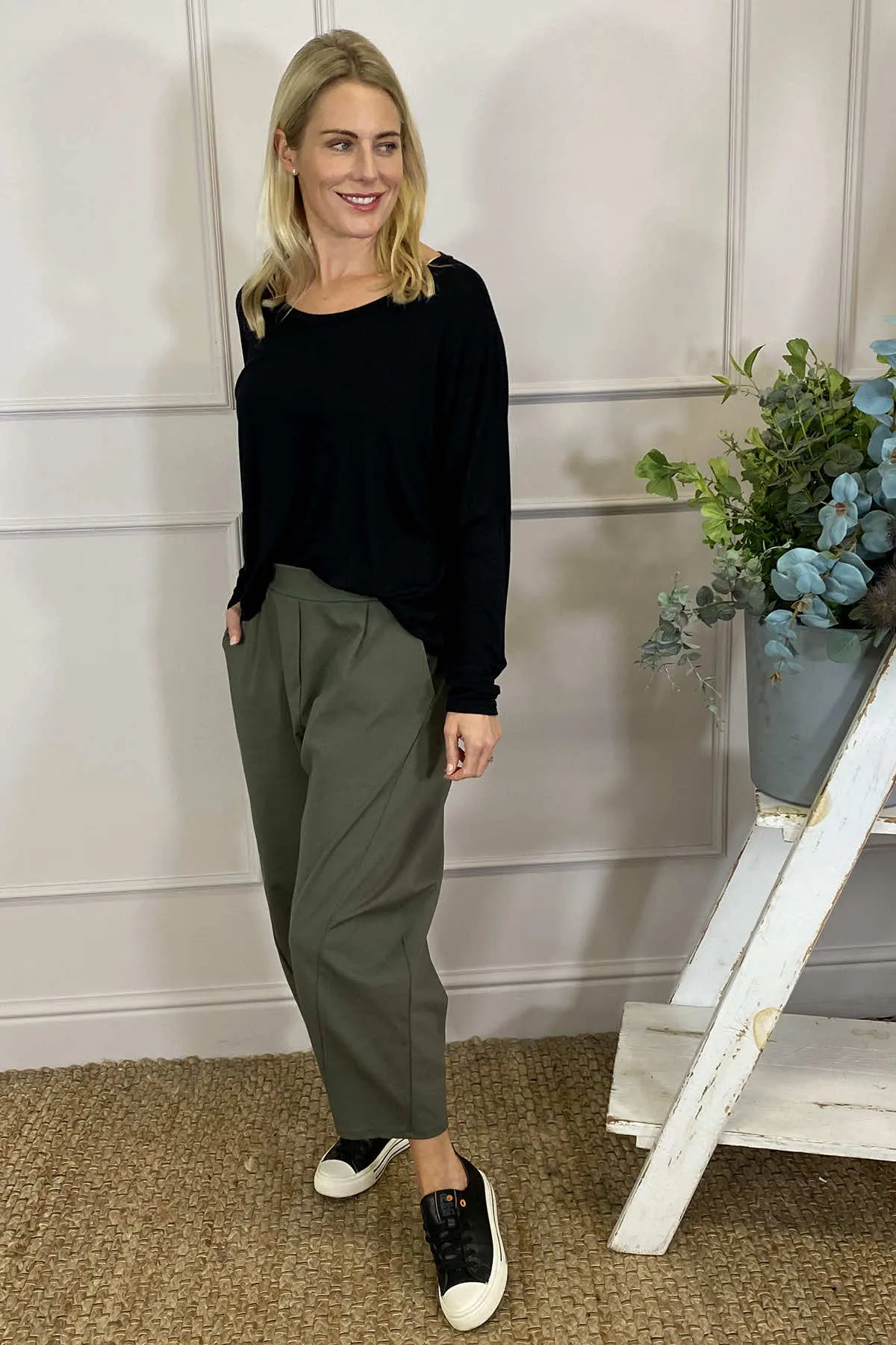 Rosie Two Pocket Cotton Trousers Khaki