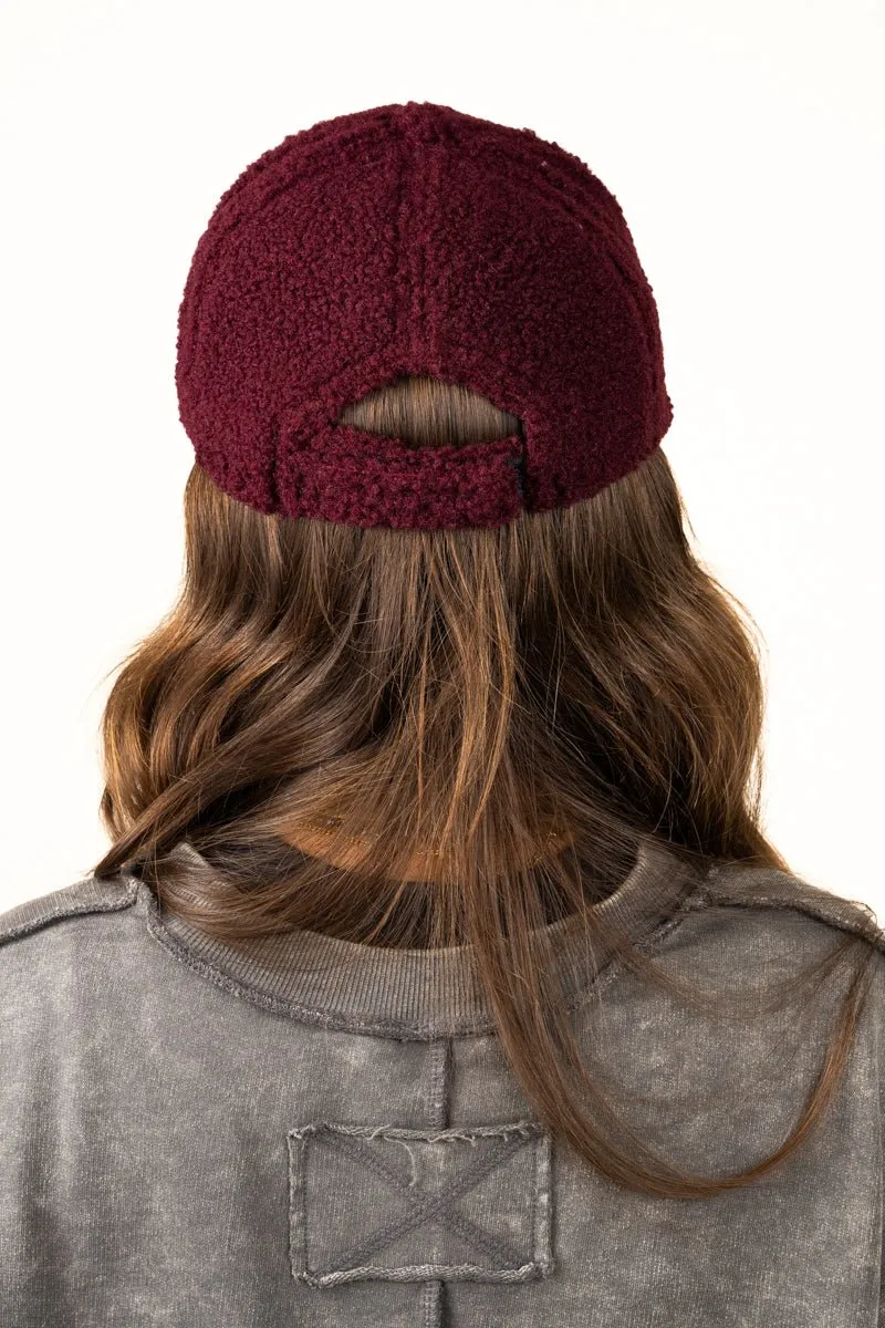 SALE 50% OFF! Wintry Weekend Burgundy Teddy Bear Cap