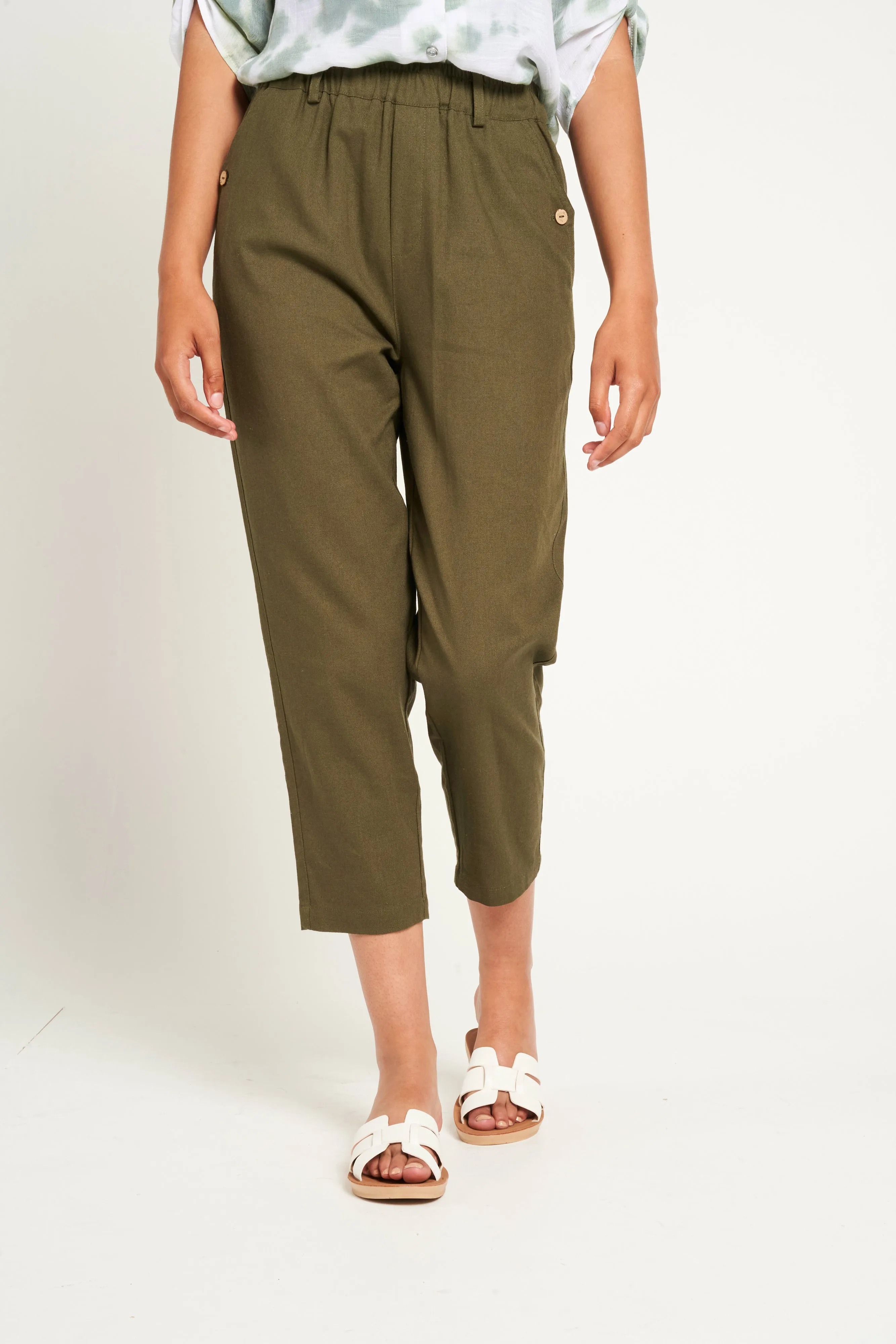 Saloos Crop Trousers with Angle Front Pockets