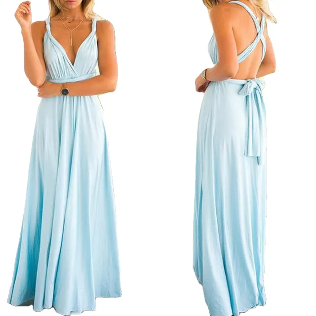 Sexy Formal Backless Convertible Maxi Dress For Multi Way Wrap