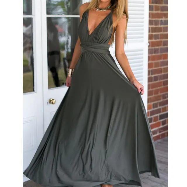 Sexy Long Bridesmaid Multi Way Wrap Convertible Infinity Maxi Dress Hollow Out Bandage Vestidos