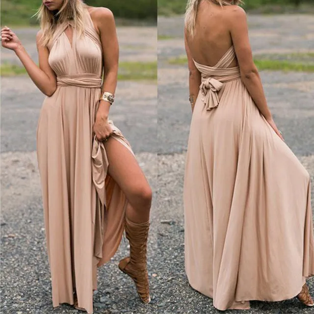 Sexy Long Bridesmaid Multi Way Wrap Convertible Infinity Maxi Dress Hollow Out Bandage Vestidos