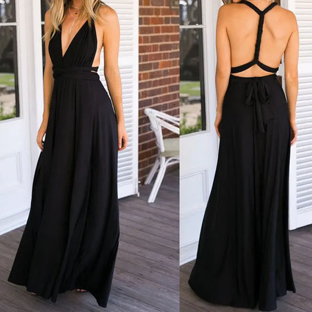 Sexy Long Bridesmaid Multi Way Wrap Convertible Infinity Maxi Dress Hollow Out Bandage Vestidos