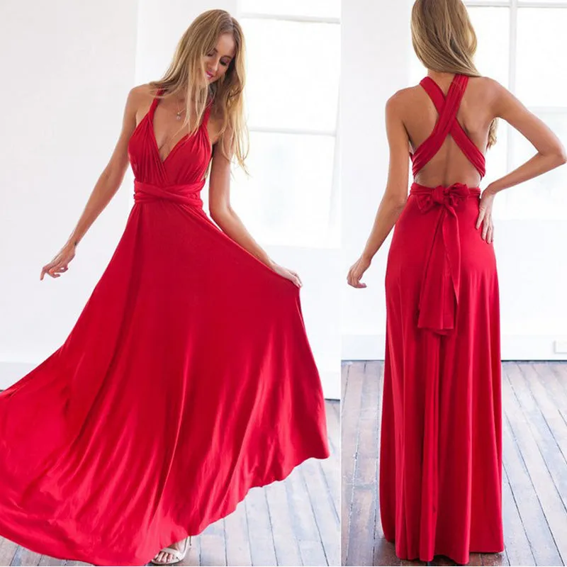 Sexy Long Bridesmaid Multi Way Wrap Convertible Infinity Maxi Dress Hollow Out Bandage Vestidos