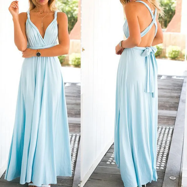 Sexy Long Bridesmaid Multi Way Wrap Convertible Infinity Maxi Dress Hollow Out Bandage Vestidos