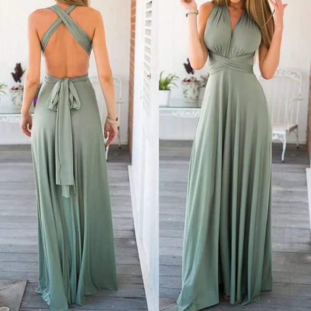 Sexy Long Bridesmaid Multi Way Wrap Convertible Infinity Maxi Dress Hollow Out Bandage Vestidos