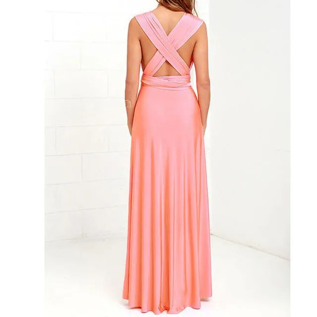 Sexy Long Bridesmaid Multi Way Wrap Convertible Infinity Maxi Dress Hollow Out Bandage Vestidos