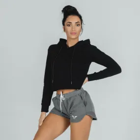 She-Wolf Crop Hoodie - Black