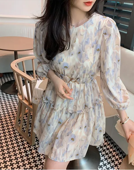 TastyHottie - BOHO FLORAL PRINT BOW TIE NECK CHIFFON SUMMER DRESS