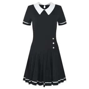 Trend4us Classic Knit Pleated Collar Dress