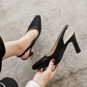 Women's Slingbacks High Heel Chunky Pumps